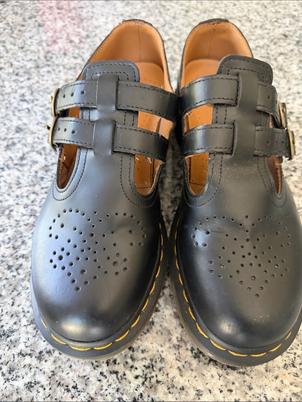 Dr. Martens Black Leather Double-Strap Mary Jane Flats